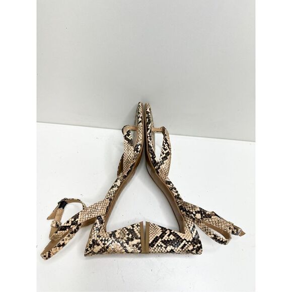 14th & Union Sandals Womens 9.5 Snakeskin Square Toe Ankle Strap Block Heel - Picture 6 of 8
